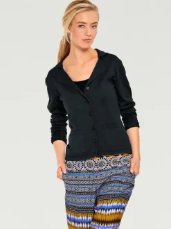 Veste en tricot fin avec poches plaquées et boutons