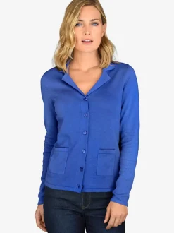 Veste en tricot fin avec poches plaquées et boutons
