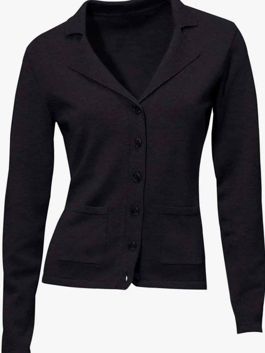 Veste en tricot fin avec poches plaquées et boutons