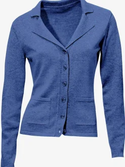 Veste en tricot fin avec poches plaquées et boutons