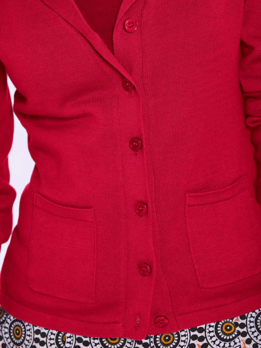 Veste en tricot fin avec poches plaquées et boutons