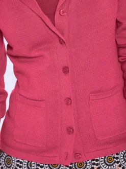 Veste en tricot fin avec poches plaquées et boutons