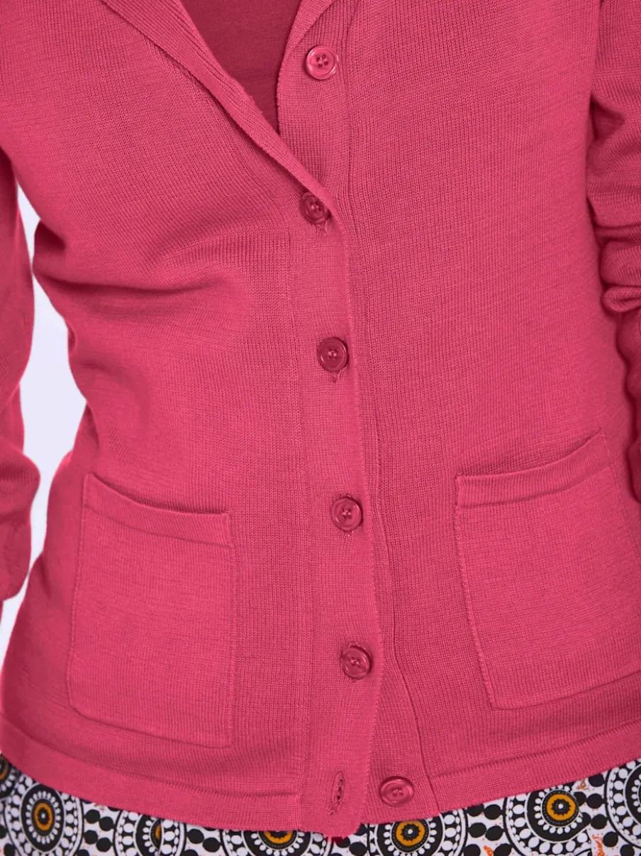Veste en tricot fin avec poches plaquées et boutons