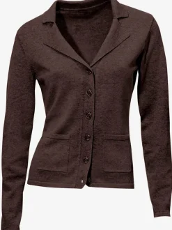 Veste en tricot fin avec poches plaquées et boutons
