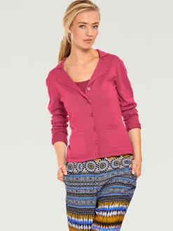 Veste en tricot fin avec poches plaquées et boutons