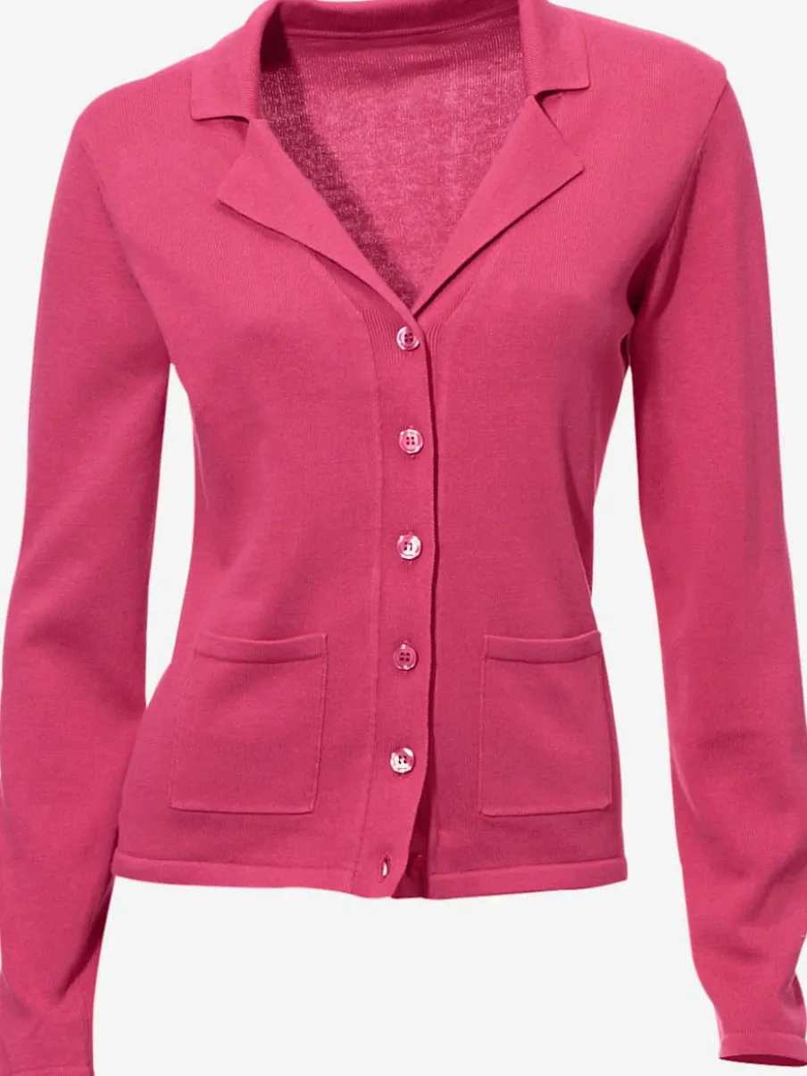 Veste en tricot fin avec poches plaquées et boutons