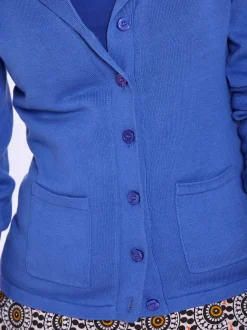 Veste en tricot fin avec poches plaquées et boutons