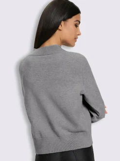 Veste en tricot fin col montant arrondi