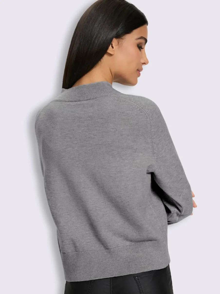 Veste en tricot fin col montant arrondi
