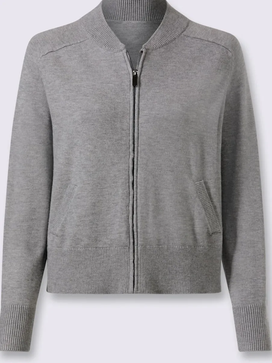 Veste en tricot fin col montant arrondi