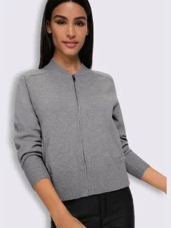 Veste en tricot fin col montant arrondi