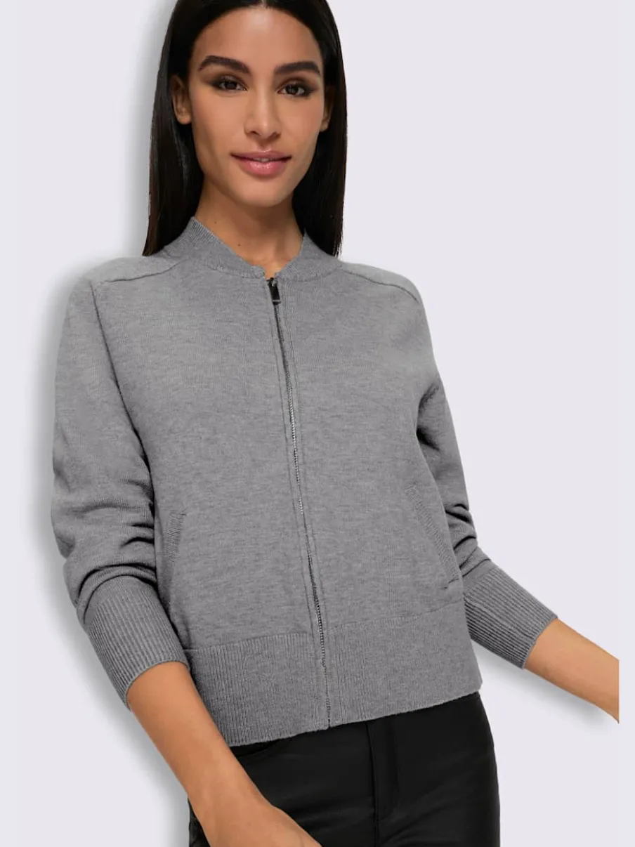 Veste en tricot fin col montant arrondi