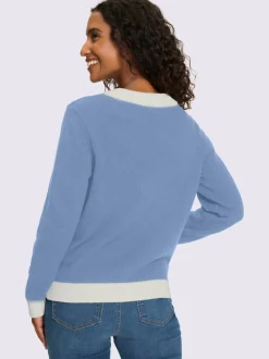 Veste en tricot fine à empiècements et bords-côtes contrastants