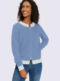 Veste en tricot fine à empiècements et bords-côtes contrastants