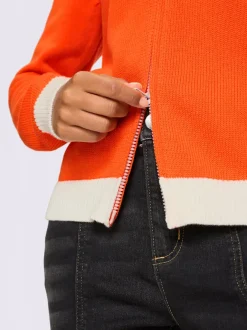 Veste en tricot fine à empiècements et bords-côtes contrastants