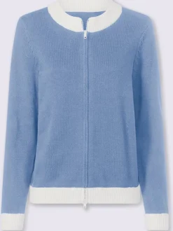 Veste en tricot fine à empiècements et bords-côtes contrastants
