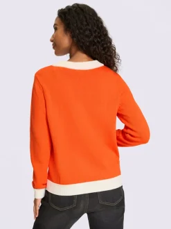 Veste en tricot fine à empiècements et bords-côtes contrastants