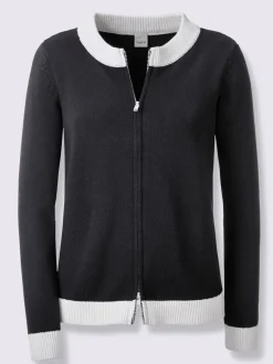 Veste en tricot fine à empiècements et bords-côtes contrastants