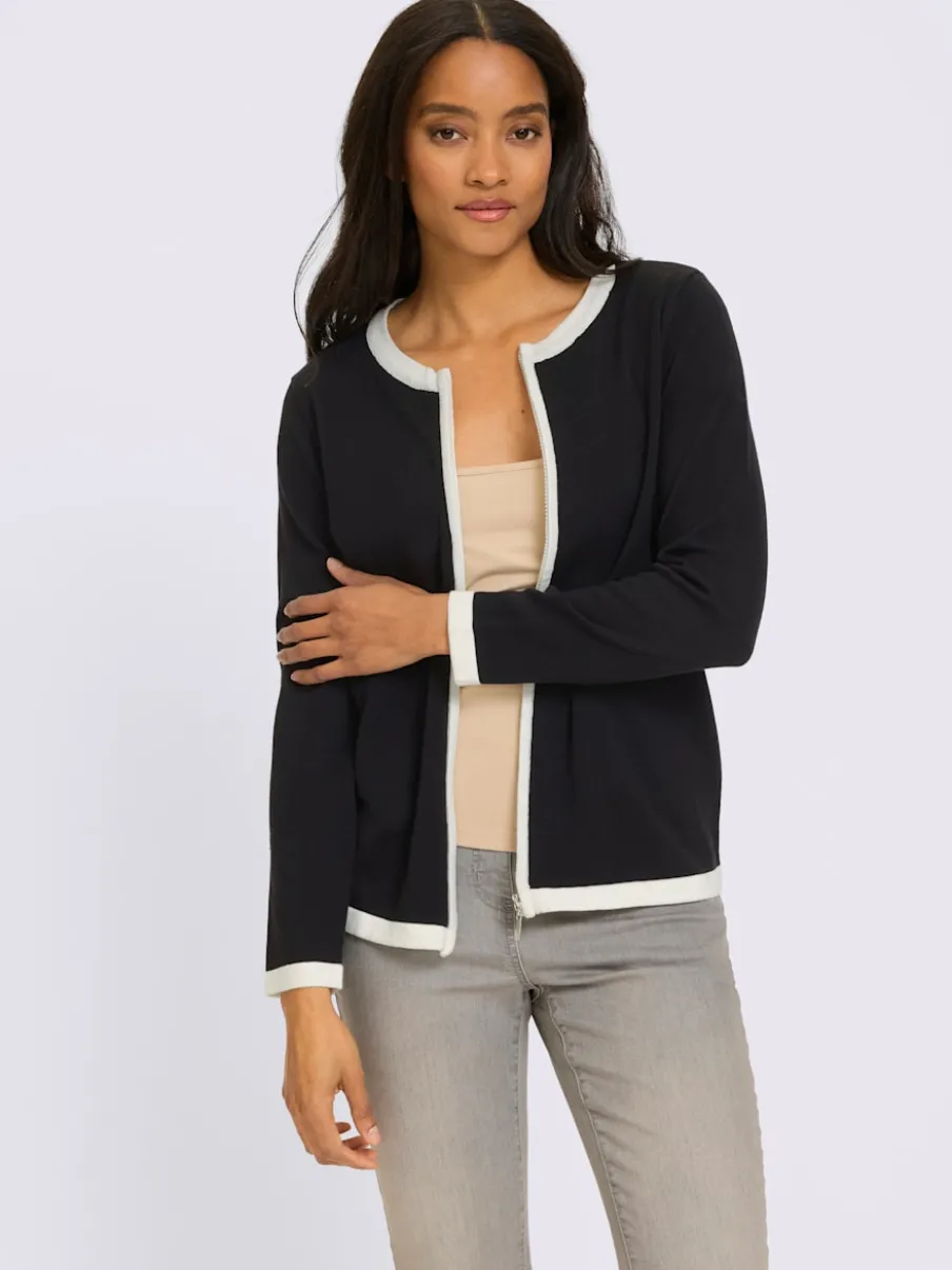 Veste en tricot fin finitions contrastées