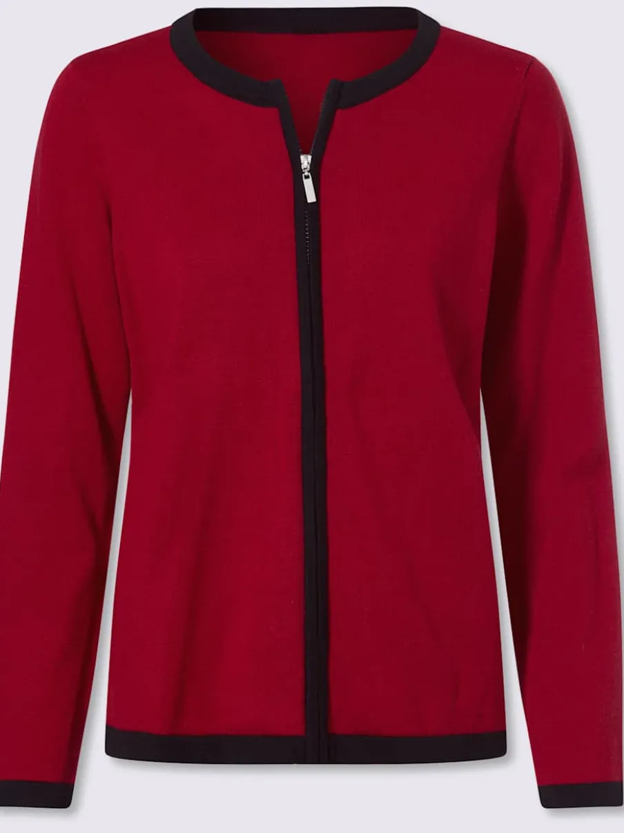 Veste en tricot fin finitions contrastées