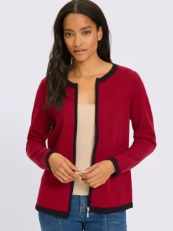 Veste en tricot fin finitions contrastées