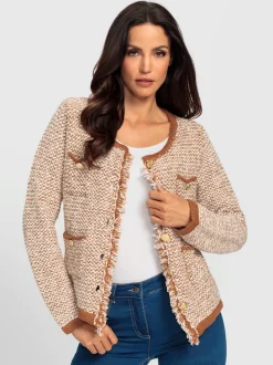 Veste en tricot à franges avec poches décoratives