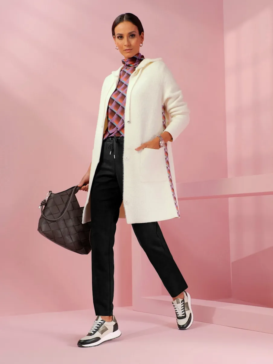 Veste en tricot jacquard empiècements contrastés modernes