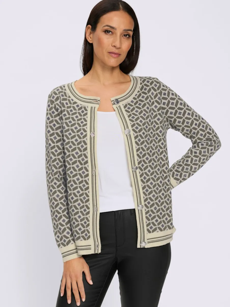 Veste en tricot jacquard joli motif jacquard