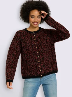 Veste en tricot jacquard joli motif léopard
