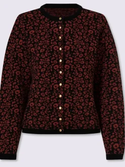 Veste en tricot jacquard joli motif léopard