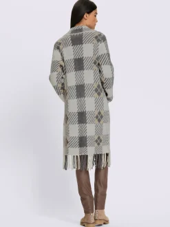 Veste en tricot jacquard jolie coupe longue moderne