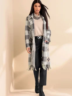 Veste en tricot jacquard jolie coupe longue moderne