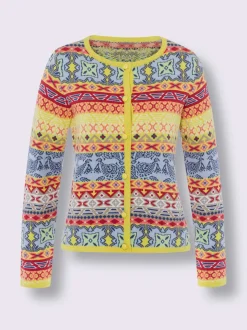 Veste en tricot jacquard manches longues motif jacquard