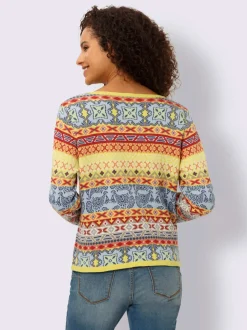 Veste en tricot jacquard manches longues motif jacquard
