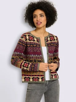 Veste en tricot jacquard manches longues motif jacquard