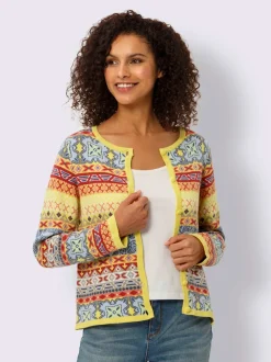 Veste en tricot jacquard manches longues motif jacquard