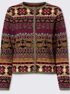 Veste en tricot jacquard manches longues motif jacquard