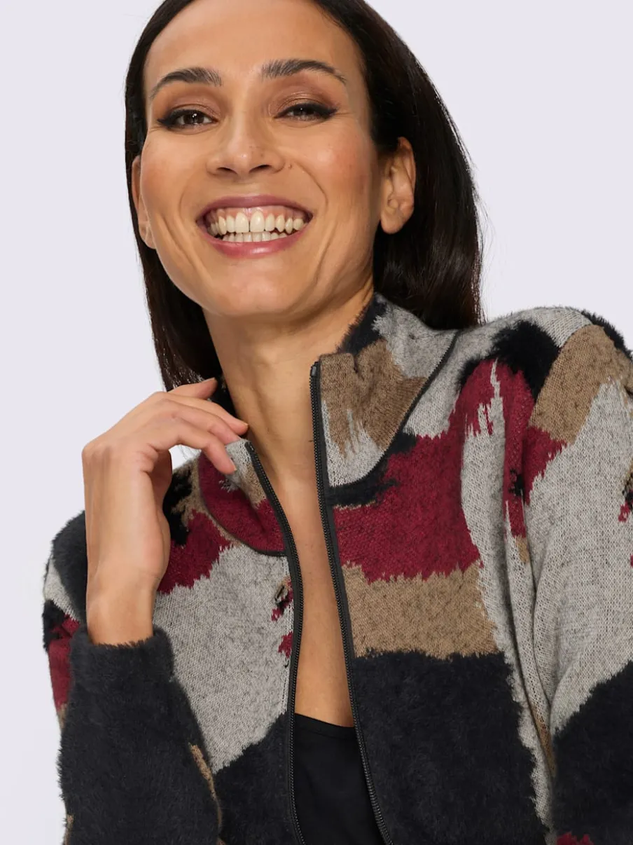Veste en tricot jacquard motif camouflage tendance