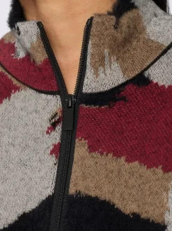 Veste en tricot jacquard motif camouflage tendance