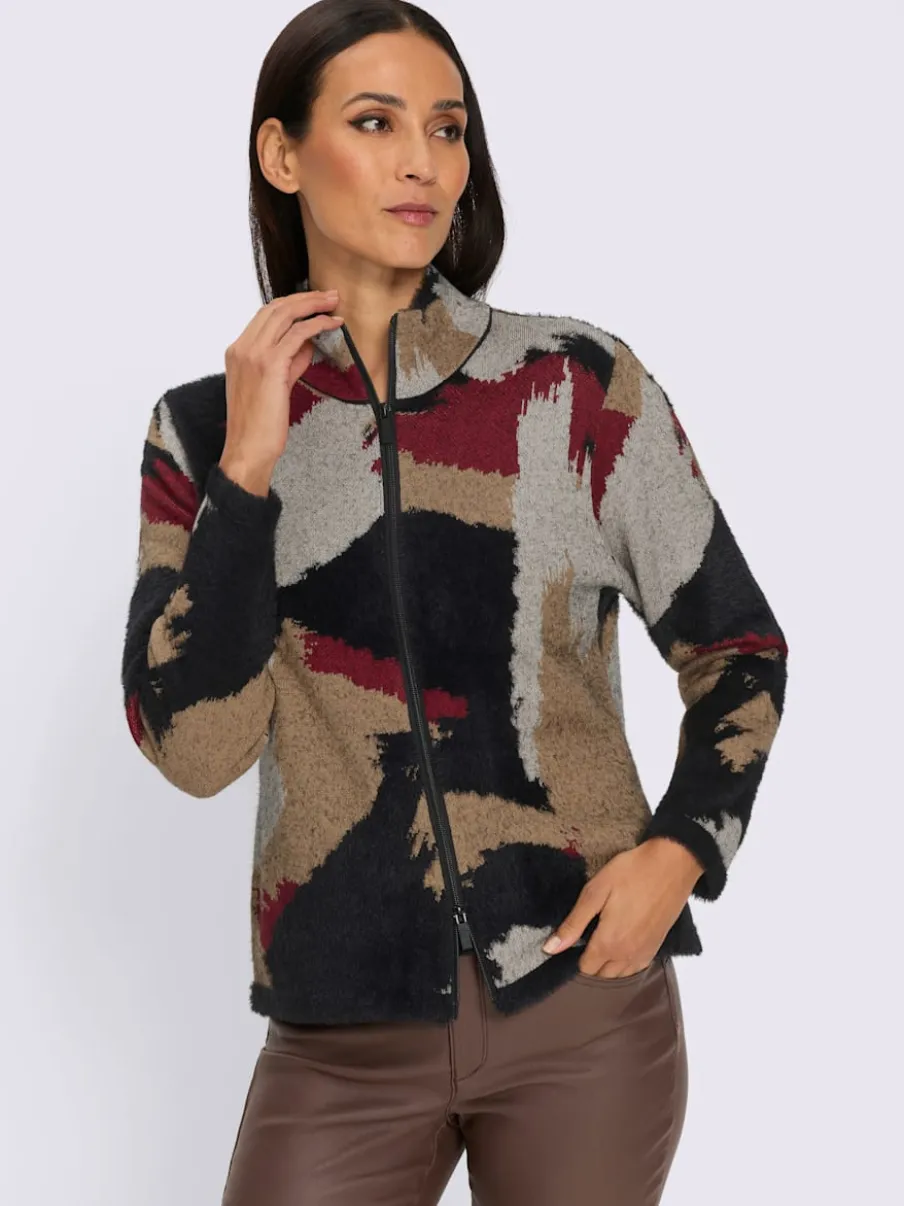 Veste en tricot jacquard motif camouflage tendance