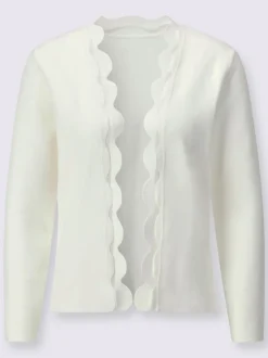 Veste en tricot jacquard sans fermeture avec empiècements transparents