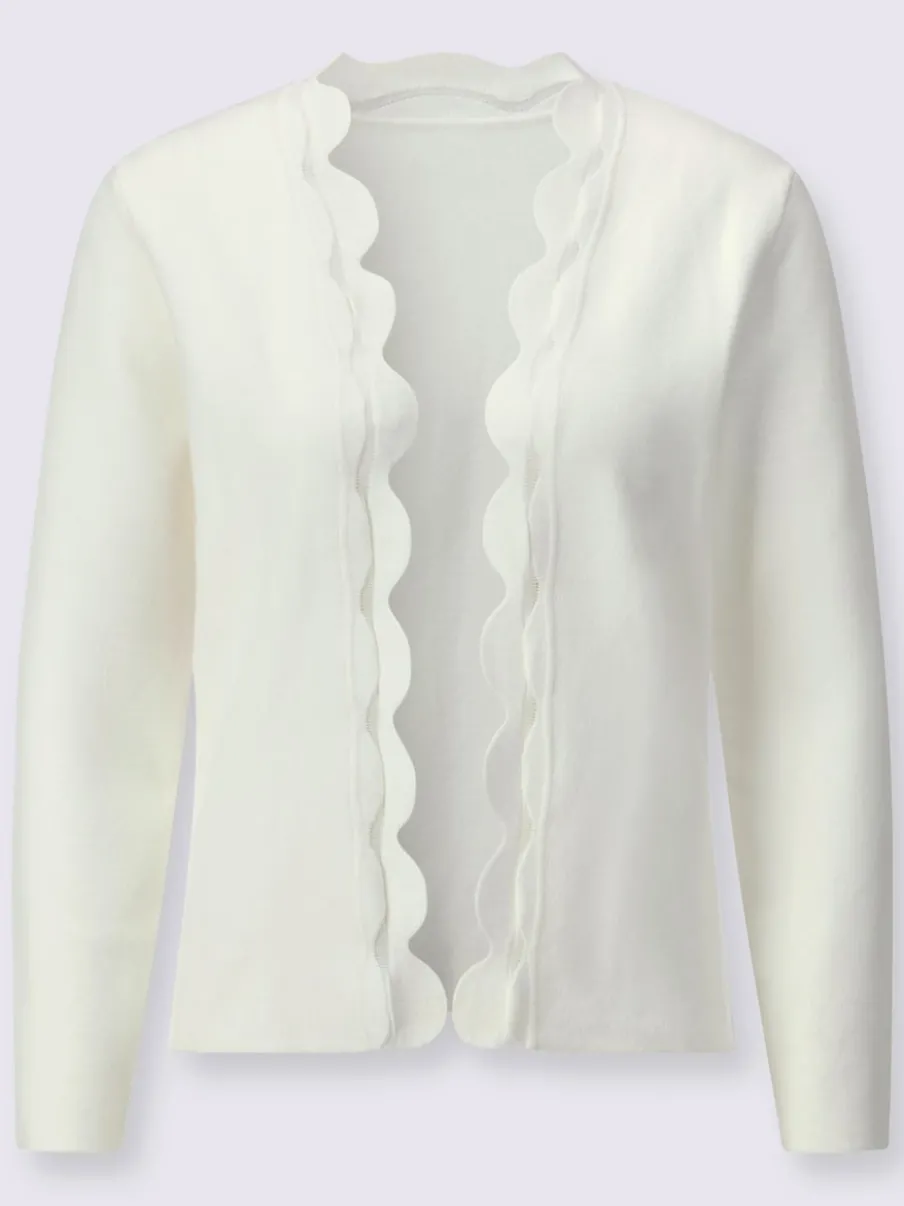 Veste en tricot jacquard sans fermeture avec empiècements transparents