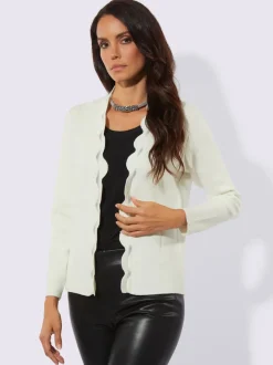 Veste en tricot jacquard sans fermeture avec empiècements transparents