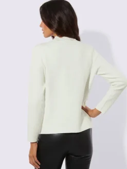 Veste en tricot jacquard sans fermeture avec empiècements transparents