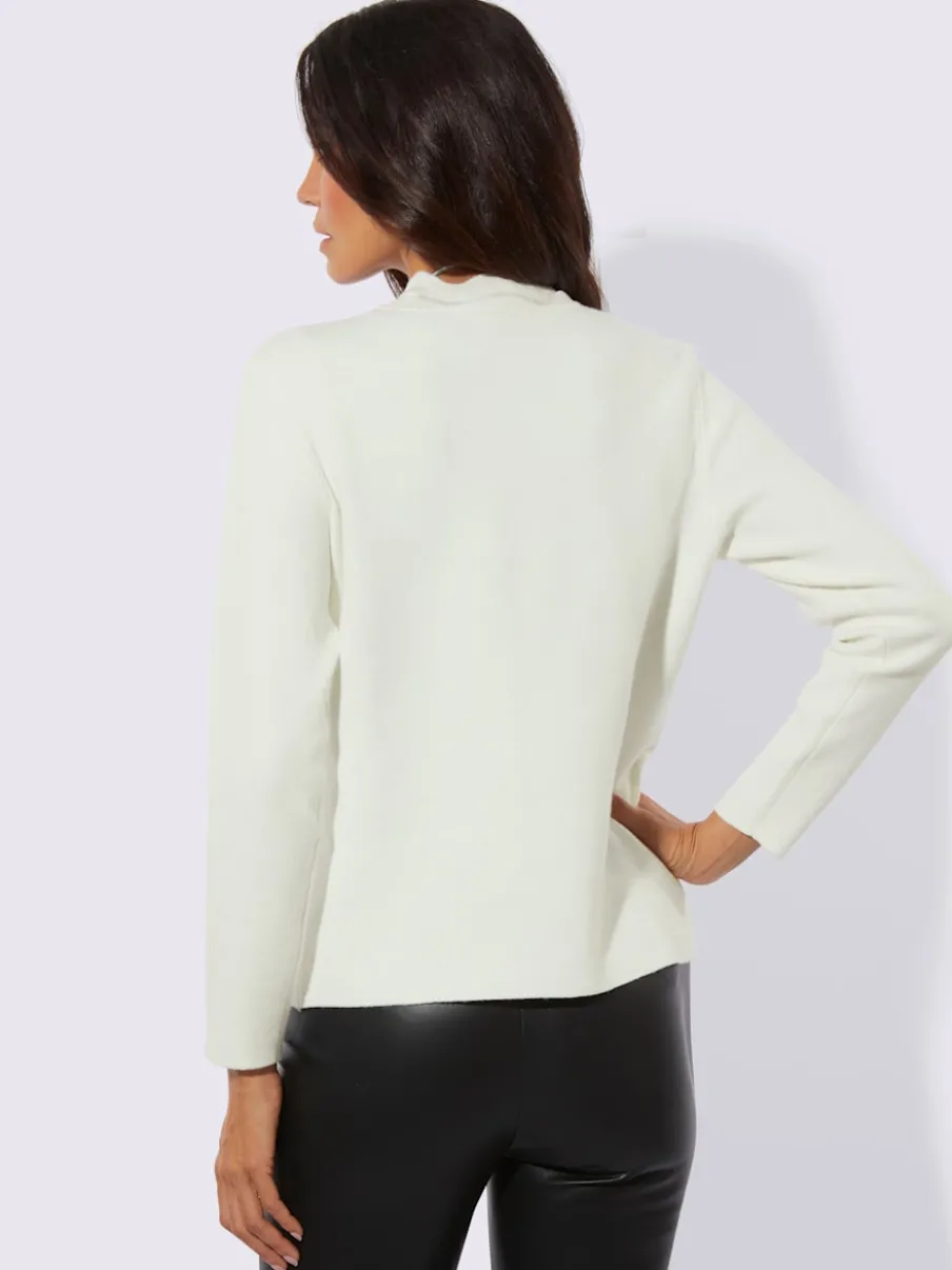 Veste en tricot jacquard sans fermeture avec empiècements transparents