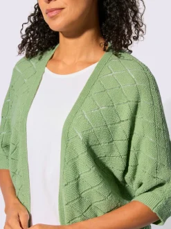 Veste en tricot à manches 3/4 avec motif ajouré léger
