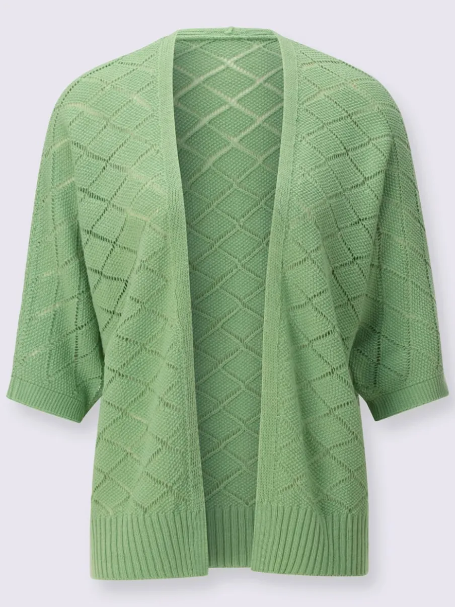 Veste en tricot à manches 3/4 avec motif ajouré léger