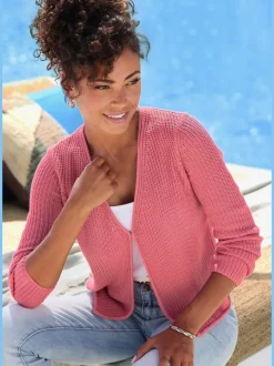 Veste en tricot à manches longues avec col V et fermeture devant