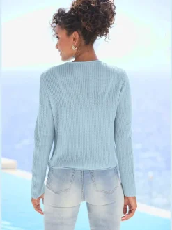 Veste en tricot à manches longues avec col V et fermeture devant