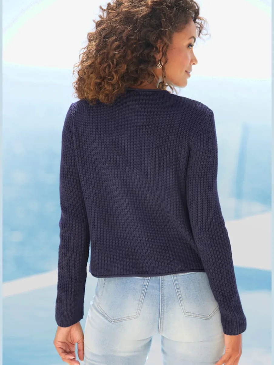 Veste en tricot à manches longues avec col V et fermeture devant